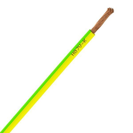 [CAB-106VJ] Fil électrique H07VR 25 mm2 rigide vert-jaune (Prix au mètre)
