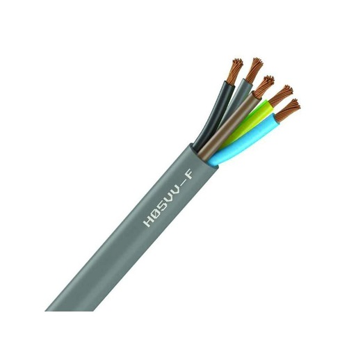 [CAB-1124] Câble Électrique Souple H05 VV-F Gris 5G0.75 mm² - Couronne De 50M
