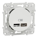 Odace - prise USB double - type A+C - Blanc - 5 Vc S520401