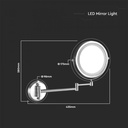 Miroir rond lumineux sur bras articulé 3w led à piles