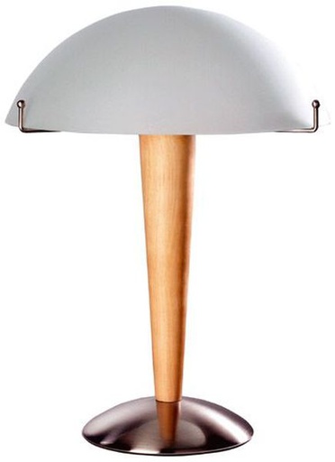 [LB-980] Lampe de bureau bois naturel + chrome + verre E14 40W INTIMUS