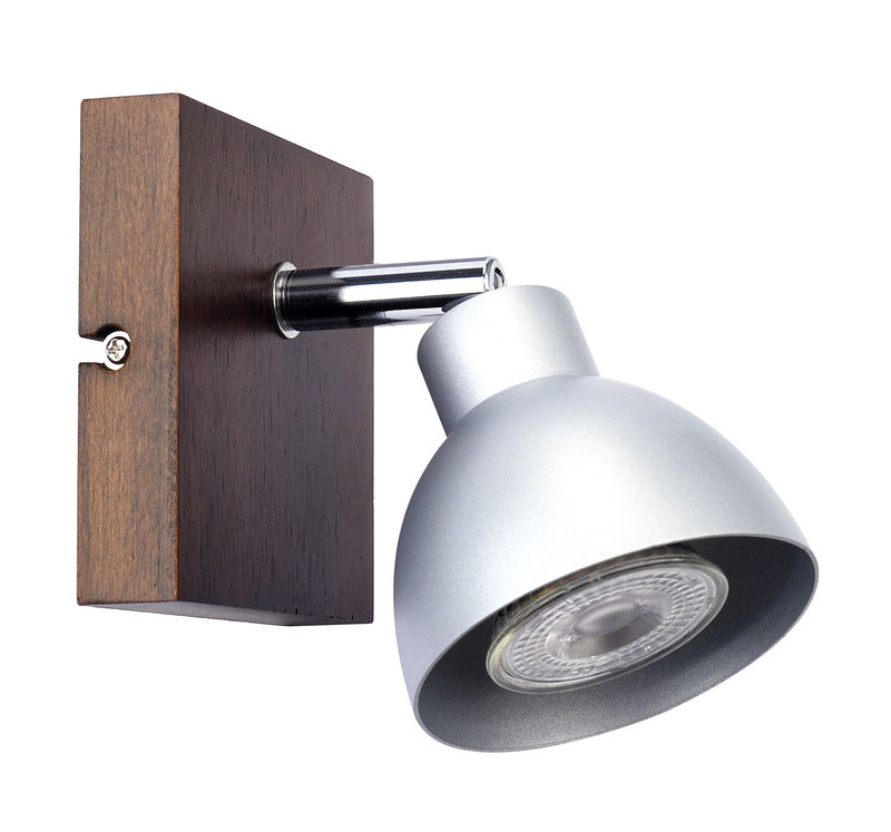ARIC 0378 - Casa - Spot Sur Patère Gu10 60W Max., Orientable, Alu/Bois, Ampoule Non Incl.