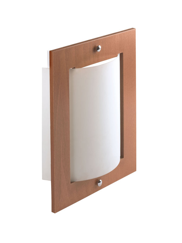 ARIC 1820 - Bella - Applique Mur E27 60W Max., Bois Clair, Verre Opale, Ampoule Non Incl.