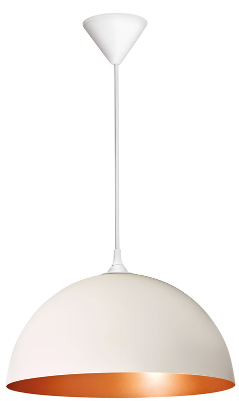 ARIC 4208 - Como - Suspension E27 60W Max, Ø335Mm, Acier Blanc/Int.Cuivré, Ampoule Non Incl.