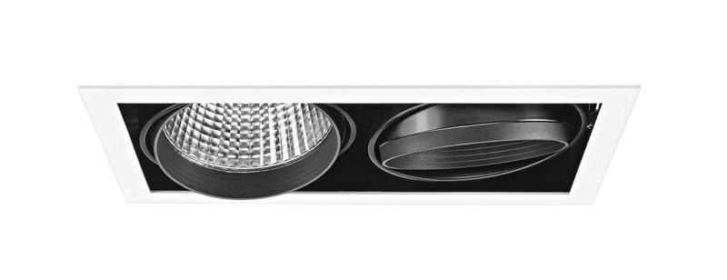 ARIC 50474 - Kit Quadra Duo -Downlight Orient.Blanc, 2 Mod. Led 26,6W 3000K 40° 3200Lm Incl