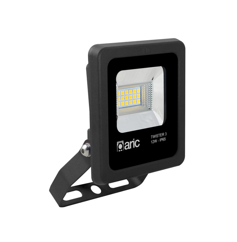 ARIC 50821 - Twister 3 - Proj. Ext. Ip65 Ik08, Noir, 90° Led Integ. 12.5W 3000K 1450Lm
