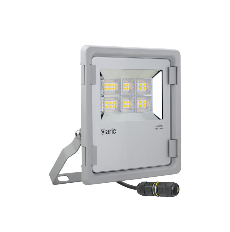ARIC 50837 - Twister 3 - Proj. Ext. Ip65 Ik08, Gris, 90° Led Integ. 70W 3000K 8400Lm