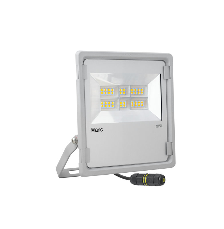 ARIC 50839 - Twister 3 - Proj. Ext. Ip65 Ik08, Gris, 90° Led Integ. 100W 3000K 12000Lm