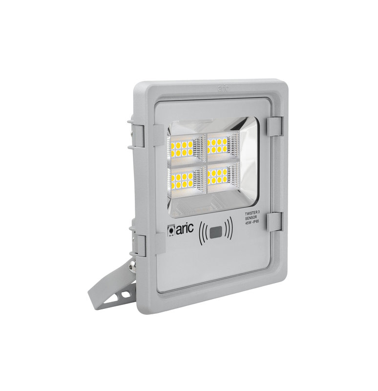 ARIC 50875 - Twister 3 Sensor - Proj. Ext. Ip65 Ik08, Gris, 90° Led Integ. 45W 3000K 4950Lm