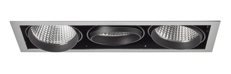 ARIC 51181 - Kit Quadra Tertio -Downlight Orient. Gris, 3 Mod. Led 34W 4000K 40° 3400Lm Incl