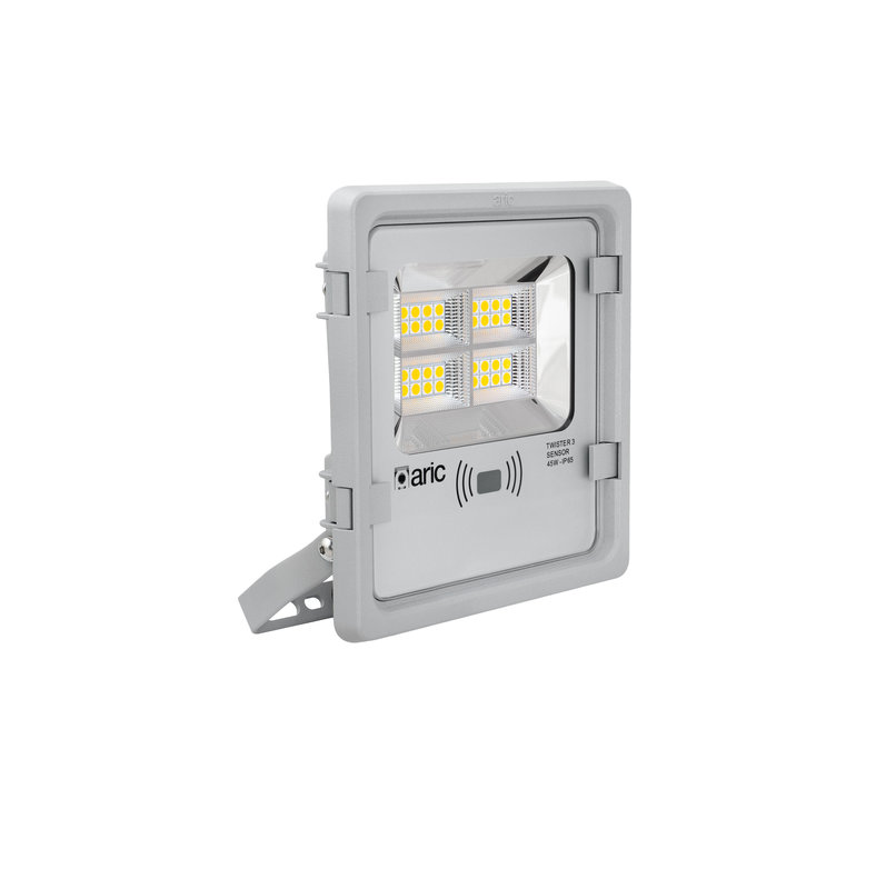 ARIC 51232 - Twister 3 Sensor - Proj. Ext. Ip65 Ik08, Gris, 90° Led Integ. 45W 4000K 4800Lm