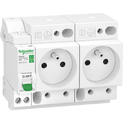 [SCHR9ECS616] Resi9 XE - combiné disj+2 prises courant - 1P+N - R9ECS616