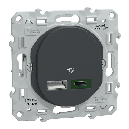 [SCHS340403] Ovalis - Chargeur USB type A 7,5W +C 45W - Forte p S340403