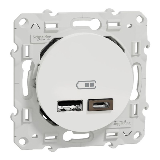 [SCHS520401] Odace - prise USB double - type A+C - Blanc - 5 Vc S520401
