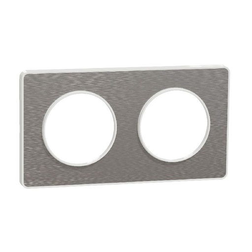 [SCHS520804J] Odace Touch, plaque Aluminium brossé liseré Blanc S520804J