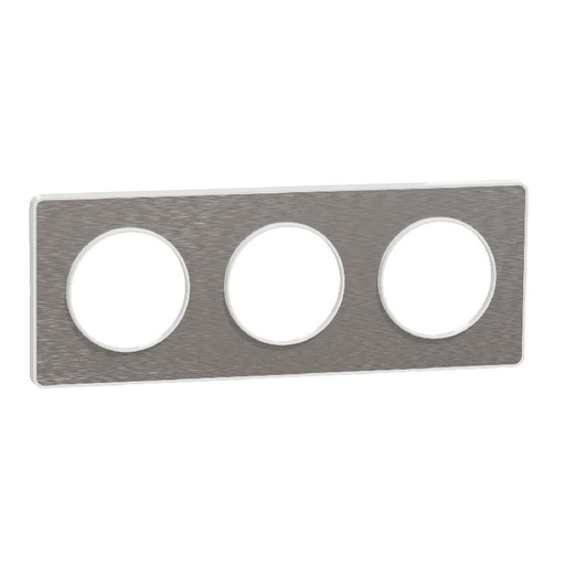 [SCHS520806J] Odace Touch, plaque Aluminium brossé liseré Blanc S520806J