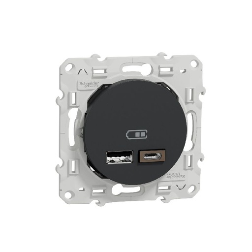 [SCHS540401] Odace - prise USB double - type A+C - Anthracite - S540401