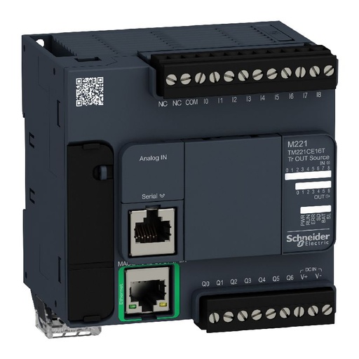 [SCHTM221CE16T] Modicon M221, contrôleur 16E/S PNP, port Ethernet+ TM221CE16T